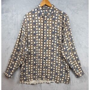 Pusser's West Indies Men's Silk Large Hawaiian Golf Geometric Square Camp Pocket